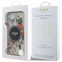 Guess IML Flowers magnētiskais viedtālruņa apvalks iPhone 16e - melns