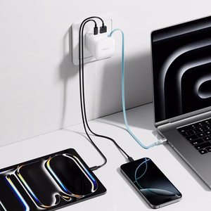 Cuktech AD653W 67W GaN 2x USB-C + USB-A Wall Charger with 70cm Retractable USB-C Cable - White