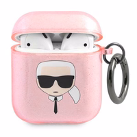 Karl Lagerfeld KLA2UKHGP AirPods apvalks rozā/rozā Glitter Karl's Head