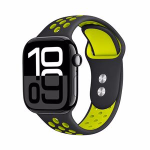 Crong Duo Sport siksniņa Apple Watch 38 / 40 / 41 / 42 mm, melna un laima zaļa