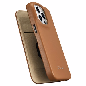 iCarer CE Premium ādas folio vāciņš iPhone 14 Pro ar MagSafe magnētisku flip vāciņu - sarkanā krāsā