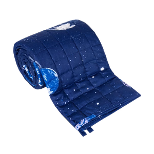 Smagā sensorā sega bērniem, 100 x 150 cm, 5 kg, kosmosa raksts