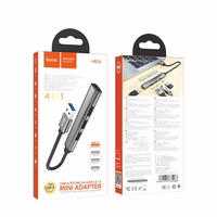 USB koncentrators Hoco HB26 4-in-1 adapteris USB-A uz 1xUSB3.0 + 3xUSB2.0, pelēks