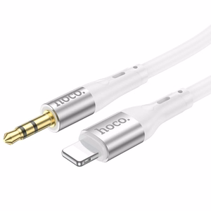 AUX kabelis Jack 3,5 mm uz Lightning Hoco 1 m UPA22 balts