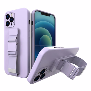 Virves apvalks gēla apvalks ar ķēdes siksniņu somas siksniņa iPhone 12 violets