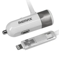 REMAX automašīnas lādētājs RCC-102 - USB - 3,4A ar 2 in 1 kabeli Micro USB, Lightning sudraba