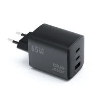 BLUE STAR ceļojumu lādētājs GaN 4A 65W 2 x Type C + USB A PD QC4.0 VT-43 melns