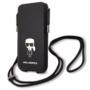 Karl Lagerfeld rokassoma KLHCP12LOPHKMK 6,7" melna hardcase Saffiano Ikonik Karl's