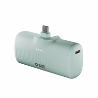 SBS EcoPower 5000 mAh 10W portatīvais lādētājs ar iebūvētu USB-C portu - zaļa