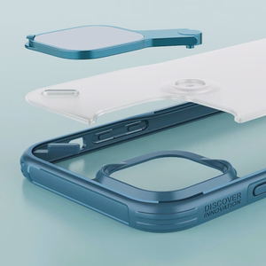 Nillkin Cyclops vāciņš iPhone 13 Pro - melns ar kameru aizsardzību un saliekamu statīvu