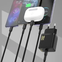 Dudao A26LEU PD 20W GaN USB-C Wall Lādētājs with USB-C to Lightning Kabelis - Melns