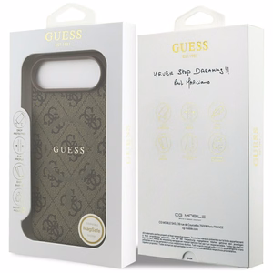GUESS viedtālruņa apvalks IPHONE 17 Air, saderīgs ar MagSafe GUHMP17MG4GFRW (PU 4G Ring Classic Logo) brūns