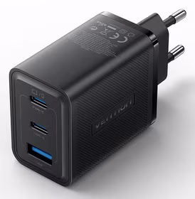 Vention 65W USB tīkla lādētājs, 3 porti, melns