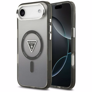 GUESS viedtālruņa apvalks IPHONE 17 Air, saderīgs ar MagSafe GUHMP17MHGTMLCGK (IML krāsu pāreja ar trīsstūra logotipu) melns