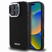 DKNY Vienkāršs sudraba logotips magnētiskais iPhone 16 Pro viedtālruņa apvalks - melns