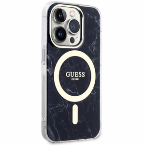 Guess GUHMP14LPCUMAK iPhone 14 Pro 6.1" melns/melns cietais apvalks Marble Magnētiskais