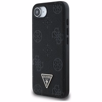 Guess Grained Hot Stamp Peony Triangle Logo magnētiskais viedtālruņa apvalks iPhone 16e - melns