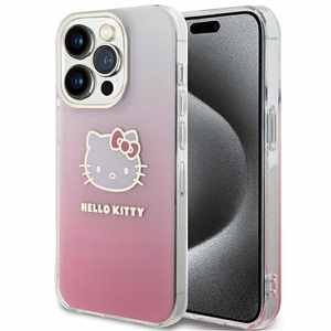 Hello Kitty IML gradienta elektrop kaķa galvas viedtālruņa apvalks iPhone 14 Pro - rozā