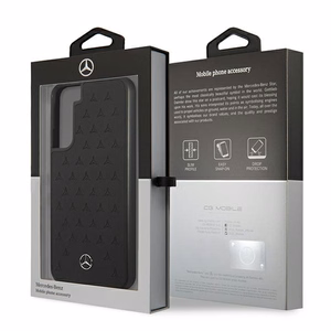 Mercedes ādas Stars Pattern viedtālruņa apvalks Samsung Galaxy S22+ - melns