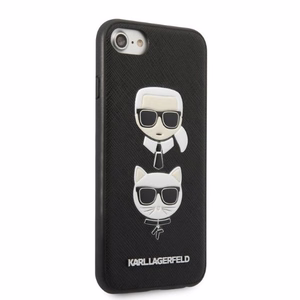Karl Lagerfeld KLHCI8SAKICKCBK iPhone 7/8 / SE 2020 / SE 2022 melns/melns cietais apvalks Saffiano Karl&Choupette Galva