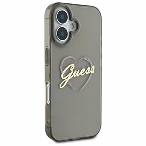 Guess IML Heart viedtālruņa apvalks iPhone 16 Plus - melns
