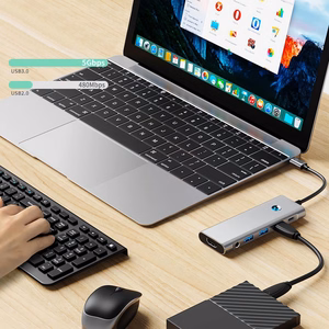 Tech-Protect HB04 HUB adapteris 9in1 USB-C + USB2.0 + USB3.0 + HDMI 4K 60Hz + SD / TF + PD100W + AV3.5 - pelēks