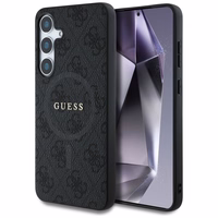 Guess Ādas 4G Krāsains Gredzens Klasiskais Logotips Magnētiskais Viedtālruņa apvalks Samsung Galaxy S25 Plus melna