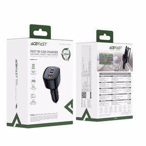 Acefast B18 200 W auto lādētājs, 2 × USB-C + USB-A, melns