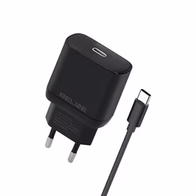 Beline Tīkla lādētājs 1x USB-C 30W + USB-C kabelis melna PD 3.0 BLNCB30C GaN