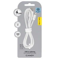 Blavec Kabelis Candy austs - USB uz Lightning - 2,4A 3 metri Apple CarPlay (CCA-UL24W30) balta