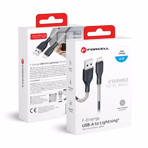 Кабель USB A - Lightning Forcell F-Energy 2,4A 12W Carbon 1 м CB-01A чёрный