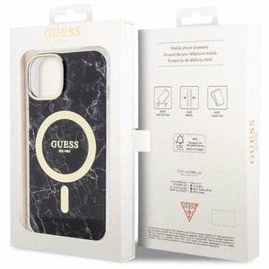 Guess GUHMP14SPCUMAK iPhone 14 6.1" melns/melns cietais apvalks Marble Magnētiskais