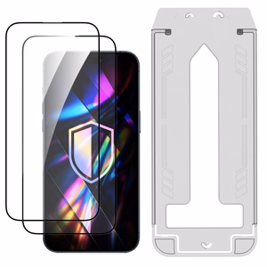 LCD rūdīts stikls (2 gab.) ar aplikatoru 3mk Hardy Hardura 9H priekš Apple iPhone 15 Pro, melns