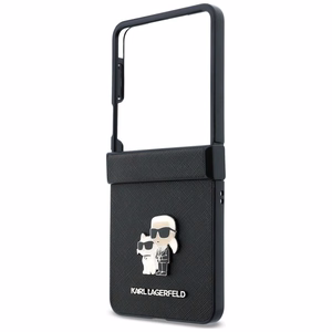 Melns Karl Lagerfeld Saffiano Karl & Choupette Pin vāciņš Samsung Galaxy Z Flip8 tālrunim