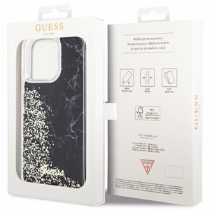 Guess GUHCP14XLCSGSGK iPhone 14 Pro Max 6.7" melns/melns cietais apvalks Liquid Glitter Marble