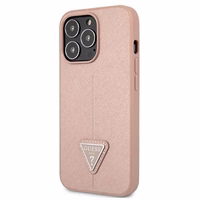 Guess GUHCP13LPSATLP iPhone 13 Pro / 13 6.1" rozā cietais apvalks SaffianoTriangle logotips