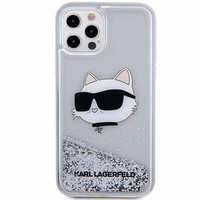 Karl Lagerfeld KLHCP12MLNHCCS iPhone 12/12 Pro 6.1" sudraba/sudraba cietais apvalks Mirdzošs Choupette Galva