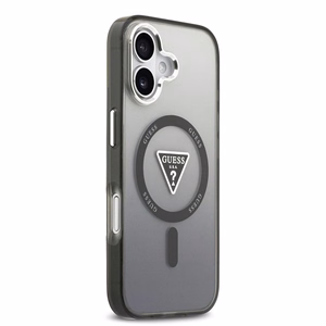 GUESS viedtālruņa apvalks IPHONE 17, saderīgs ar MagSafe GUHMP17SHGTMLCGK (IML krāsu pāreja ar trīsstūra logotipu) melns