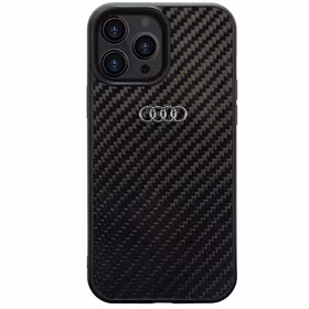 Audi Oglekļa šķiedras iPhone 14 Pro Max 6.7" melns/melns cietais apvalks AU-TPUPCIP14PM-R8/D2-BK