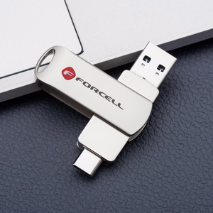 Pendrive 64GB USB 3.2 Gen 1 (USB A / USB C) Forcell F-Data Metal Duo silver