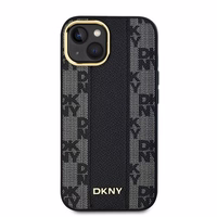DKNY Ādas rūtainais magnētiskais apvalks iPhone 15 Plus / 14 Plus - melns