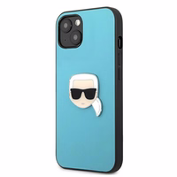 Karl Lagerfeld Ādas Ikonik Karl's Head Metāla apvalks iPhone 13 mini - zils