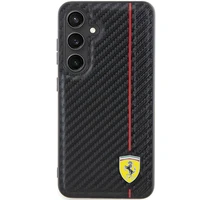 Ferrari Carbon Printed Line viedtālruņa apvalks Samsung Galaxy S24 - melns