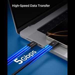 Spigen Essential EB10015CC USB-C / USB-C 100W 150 cm kabelis - melns