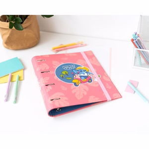 Disney Stitch A4 mape ar 4 gredzeniem un elastīgo aizdari