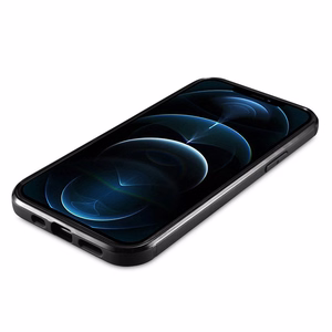 iCarer ādas vaska apvalks pārklāts ar dabīgu ādu iPhone 12 Pro Max melns (ALI1206-BK)