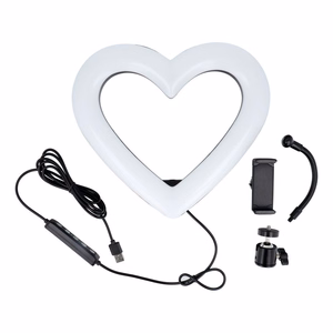 LED gredzenveida Stream RGB lampa 10" ar telefona turētāju HEART + statīvs JM26-10 melna
