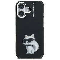 Karl Lagerfeld IML Aquarelle Choupette & Logo iPhone 16 macins - melns