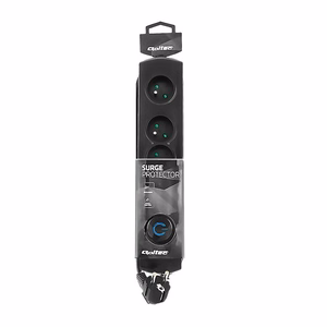 Qoltec 50104 pārsprieguma aizsargs, 4 maiņstrāvas kontaktligzdas, 230 V, 1.5 m, melns