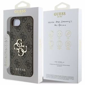 Guess 4G Big Logo apvalks iPhone 16e - Brūns